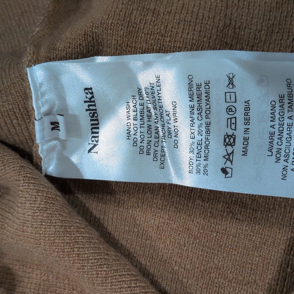 Nanushka Camel Brown cardigan Wool Cashmere Blend Collared Size Medium - Picture 5 of 9